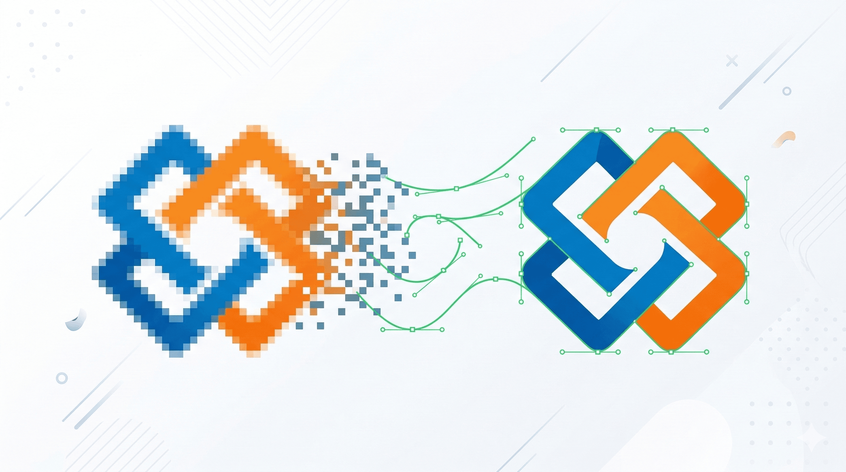 Before and after: what a raster logo looks like after vectorization